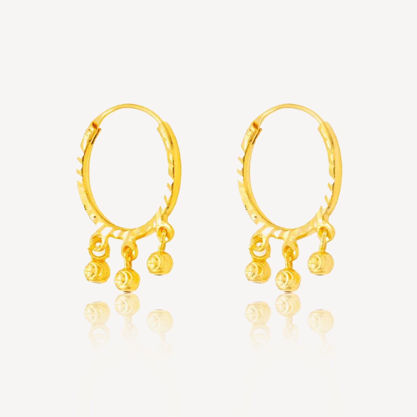 916 Gold Hoop Ball Earrings