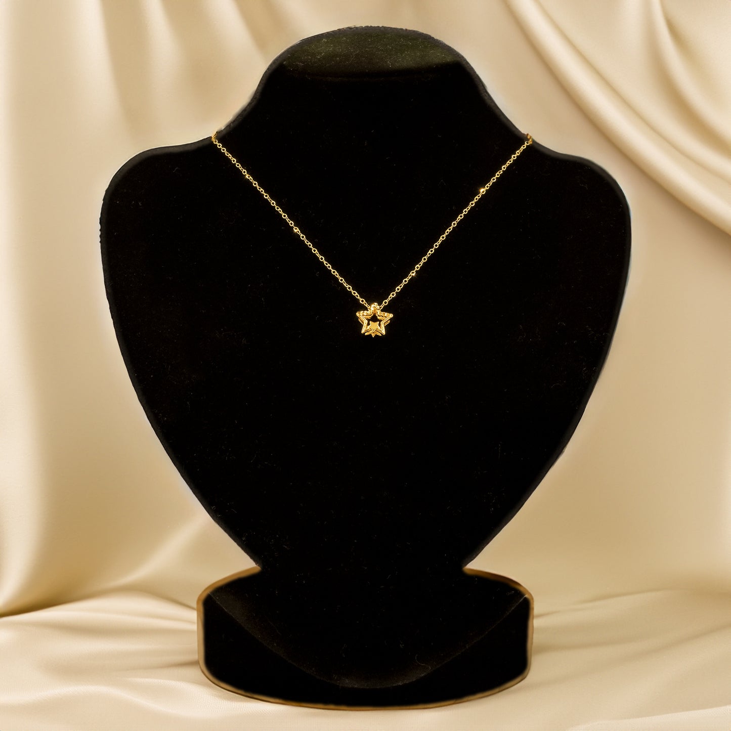 916 Gold Double Star Necklace