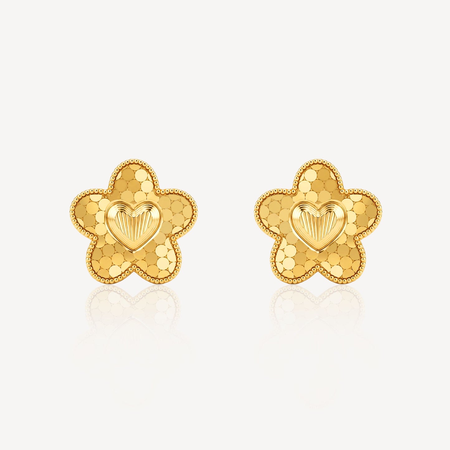 916 Gold Blossom Heart Earrings