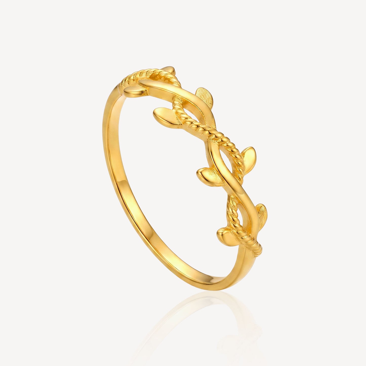 916 Gold Cross Leaf Ring