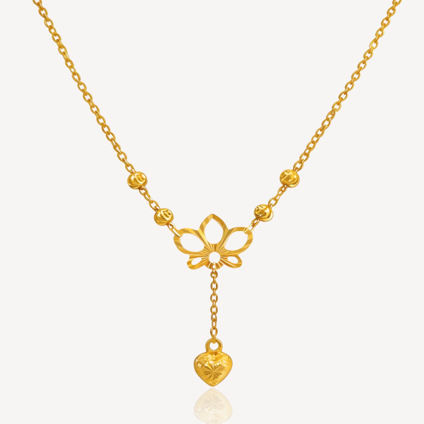 916 Gold Dangling Heart Necklace