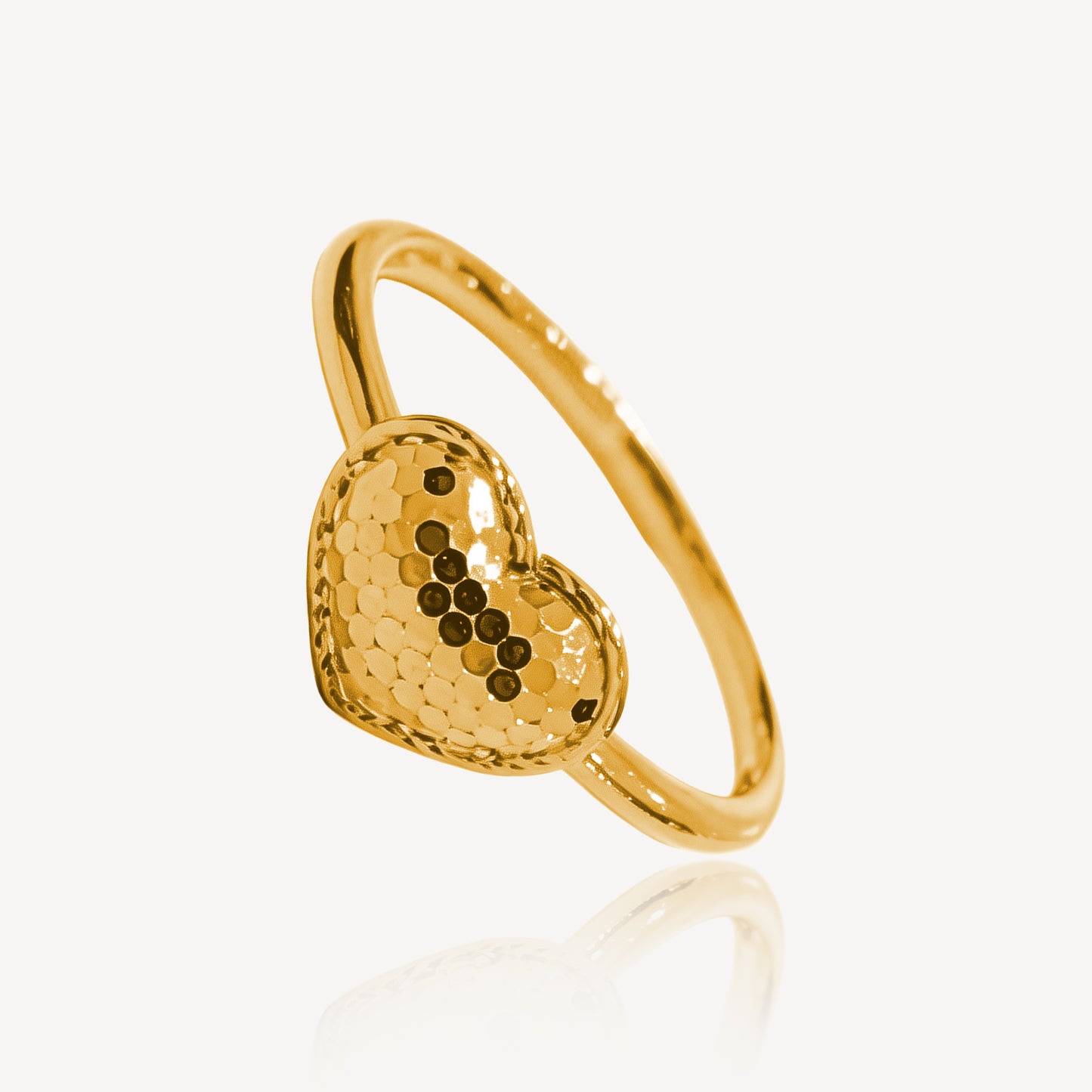 916 Gold Disco Heart Ring