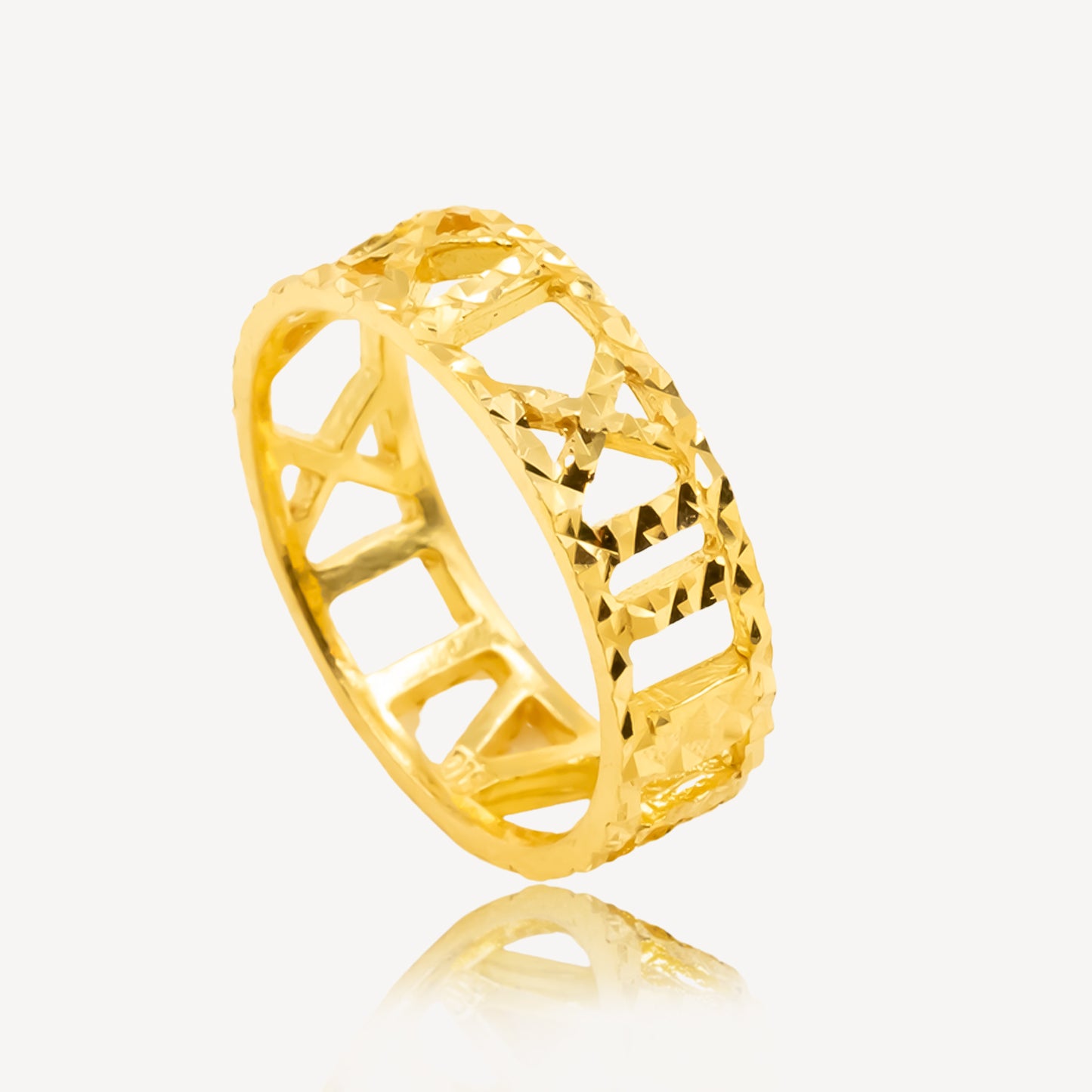 916 Gold Engraved Roman Ring