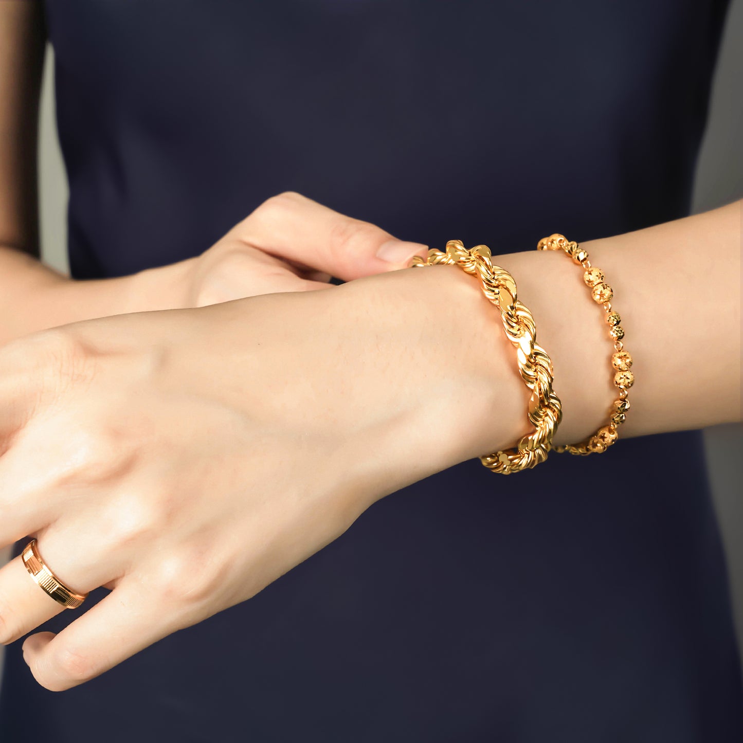 916 Gold Mega Hollow Rope Bracelet (Diamond Cut)
