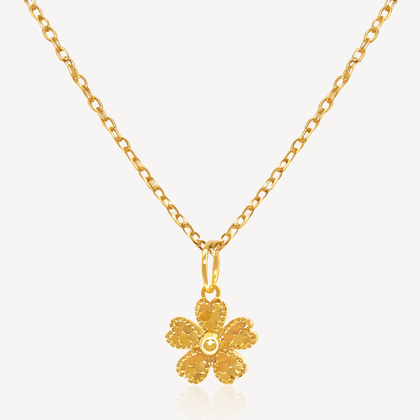 916 Gold Smiling Flower Necklace