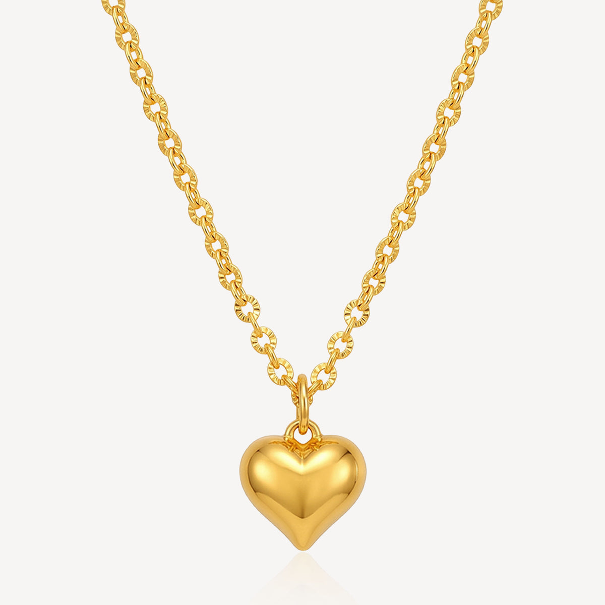 916 Gold Sparkle Disc Heart Necklace