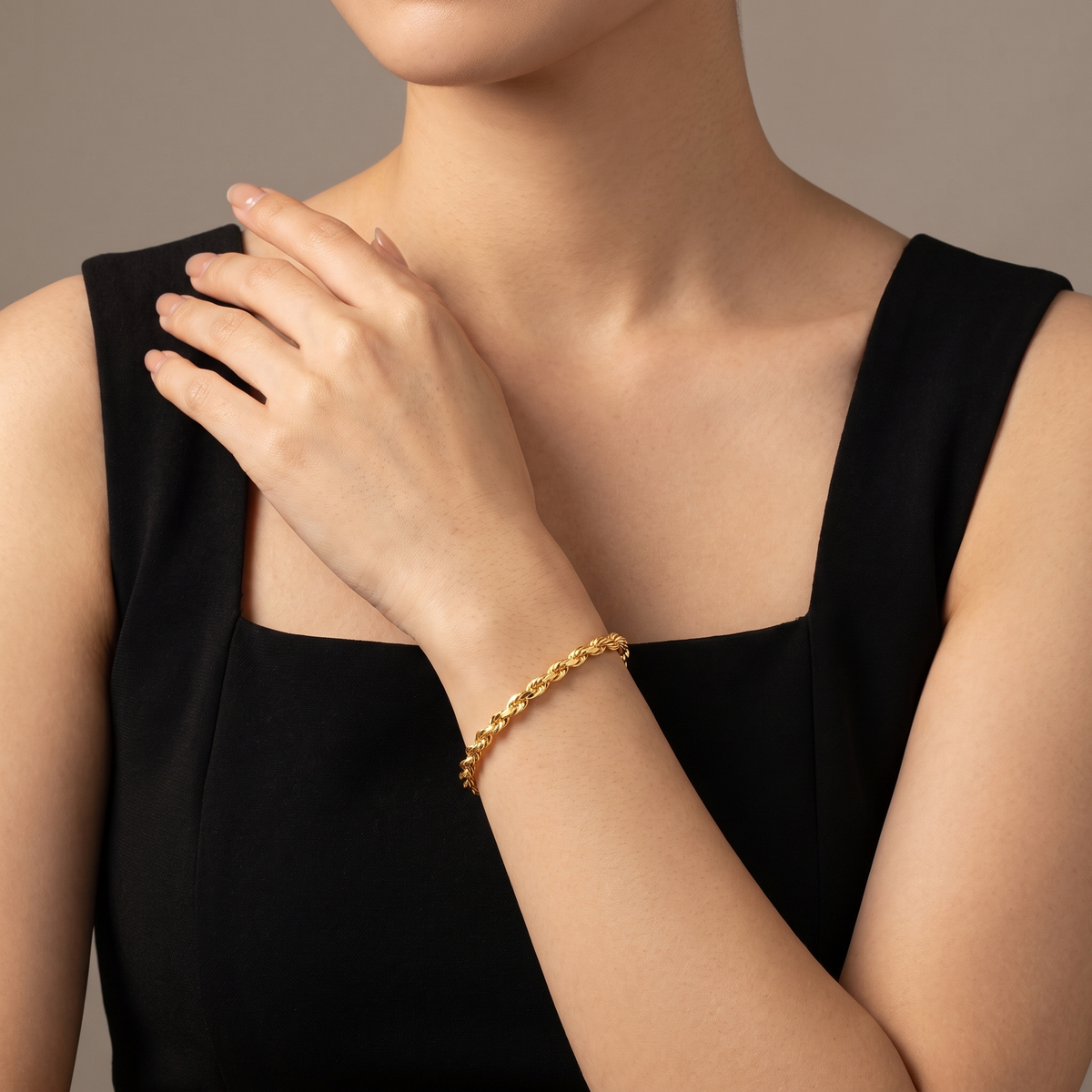 916 Gold Solid Rope Bracelet