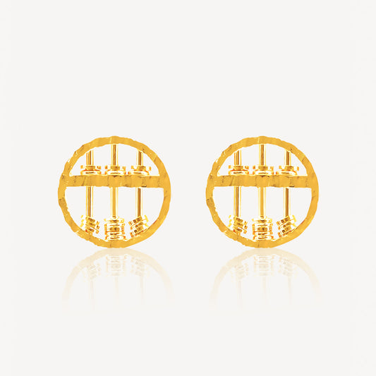 916 Gold Circle Abacus Ear Studs