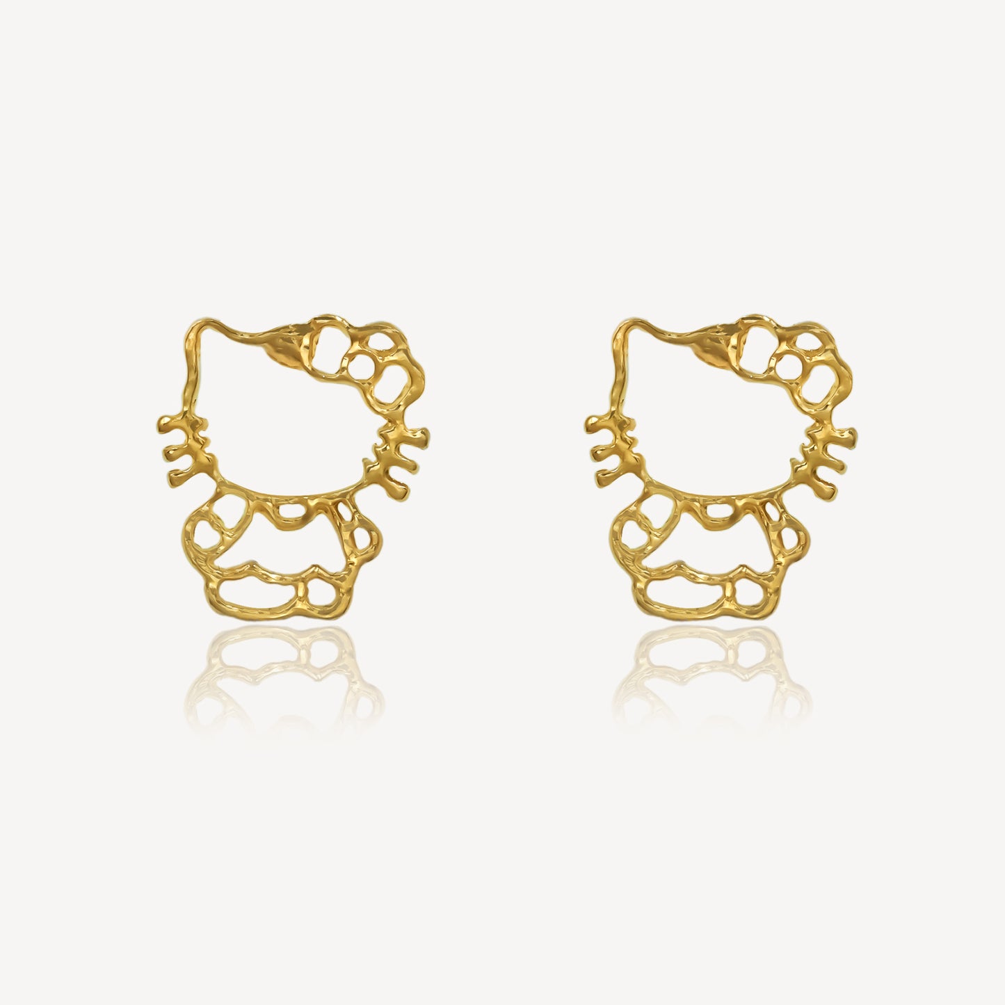 916 Gold Kitty Charm Earrings
