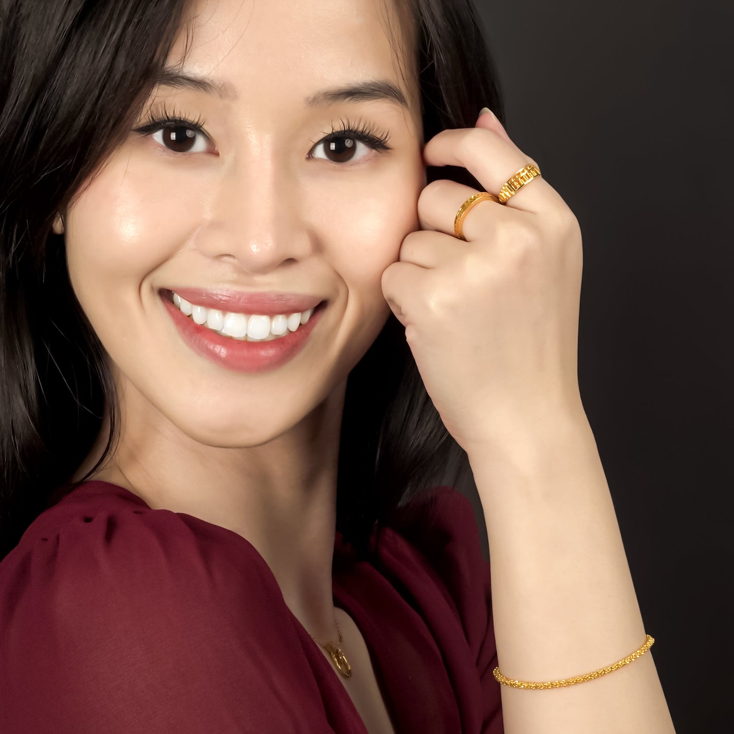 916 Gold Half-Abacus Ring