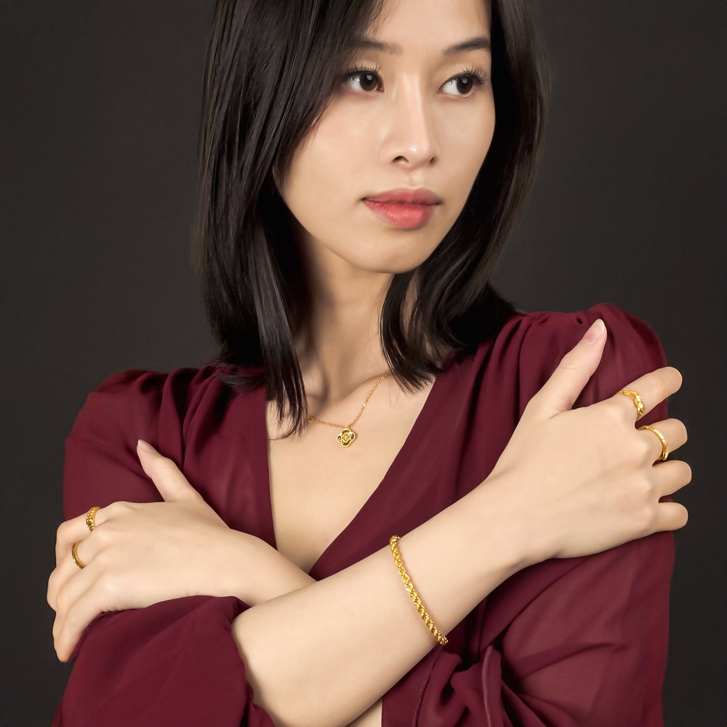 916 Gold Hollow Rope Bracelet (4mm)