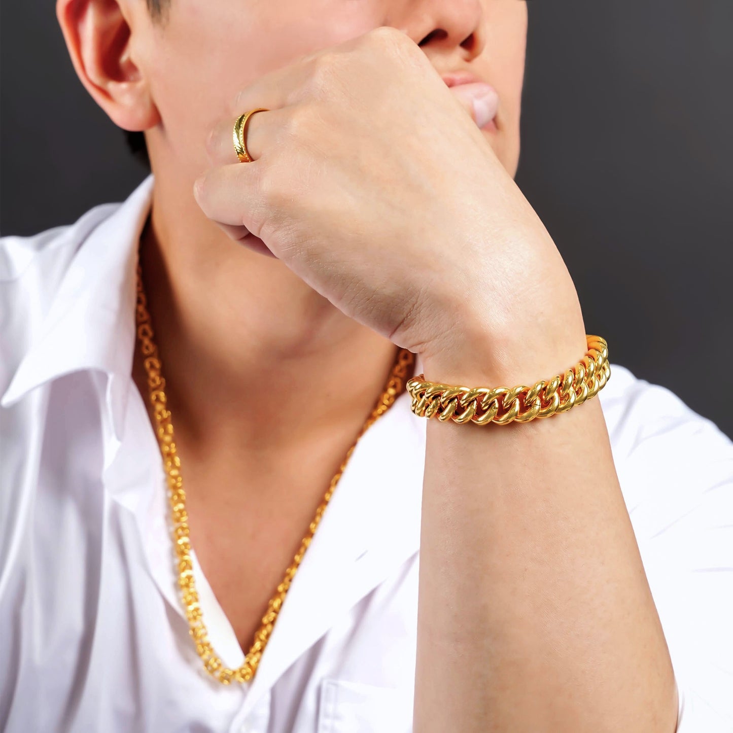 916 Gold Mega Fishbone Bracelet