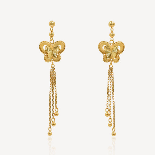 916 Gold Dangling Butterfly Earrings