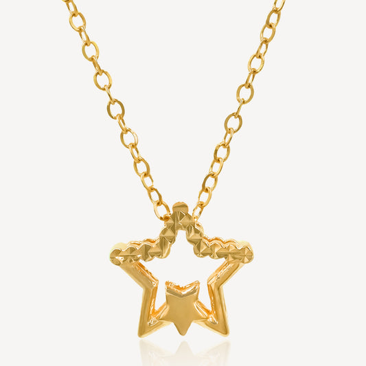 916 Gold Double Star Necklace