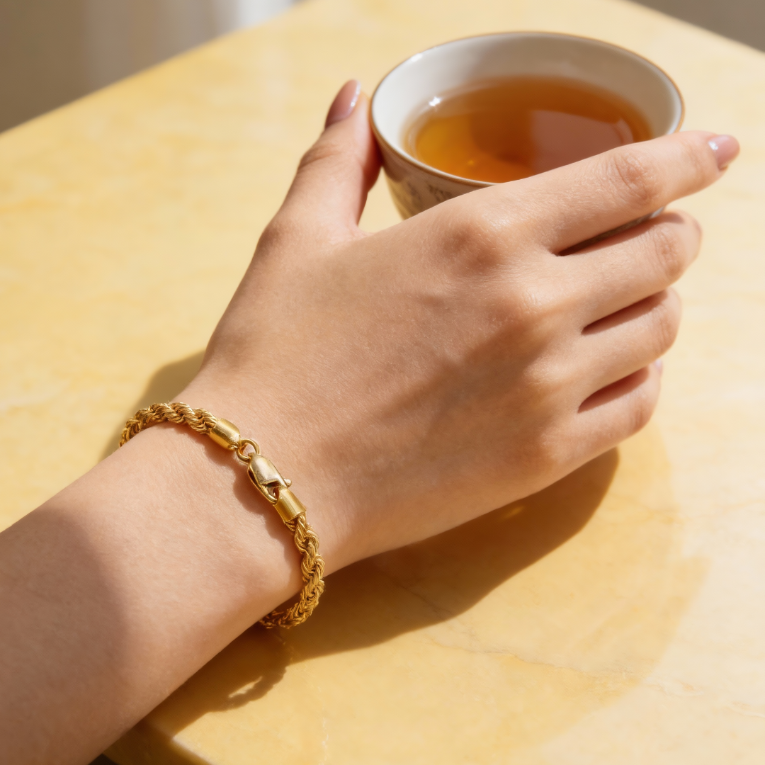 916 Gold Hollow Rope Bracelet (3.5mm)