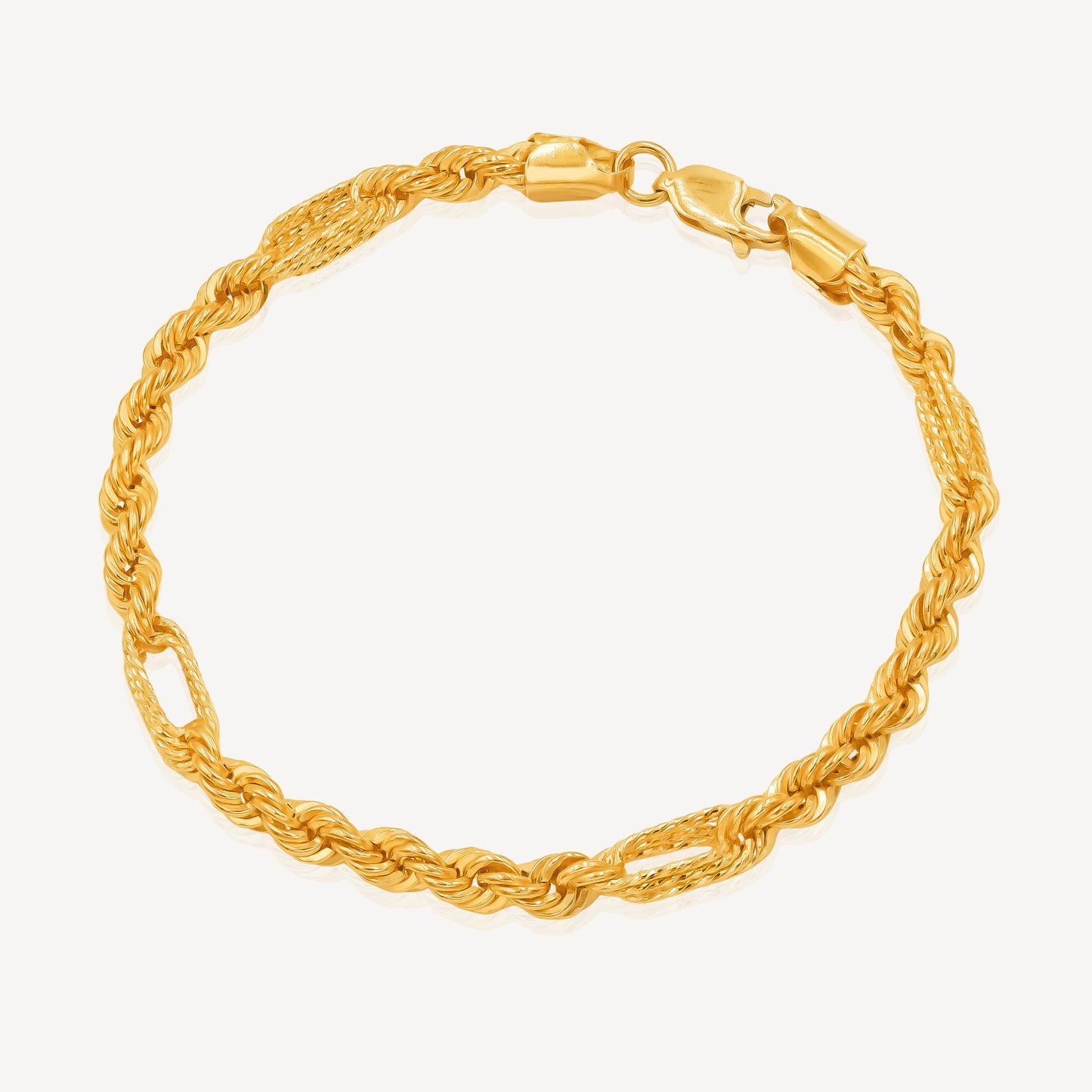916 Gold Classic Hollow Rope Link Bracelet