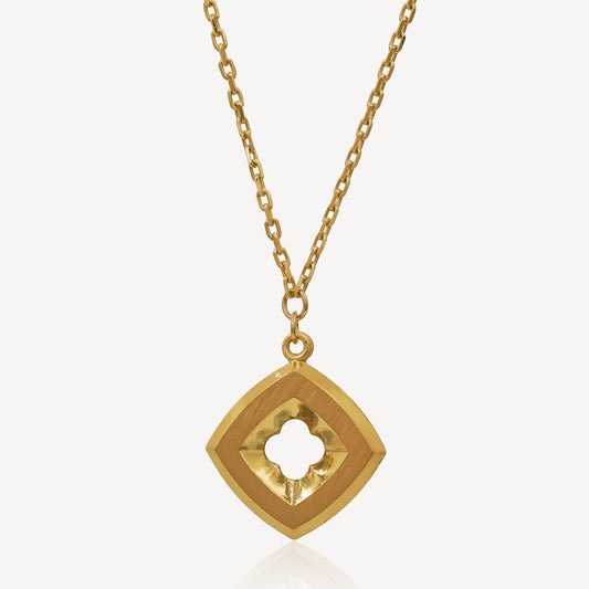 A 22k gold necklace with a rose-shaped pendant adorned with diamonds.