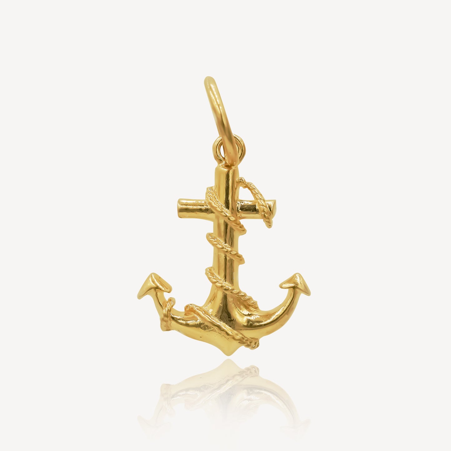 916 Gold Anchor Rope Twist Pendant