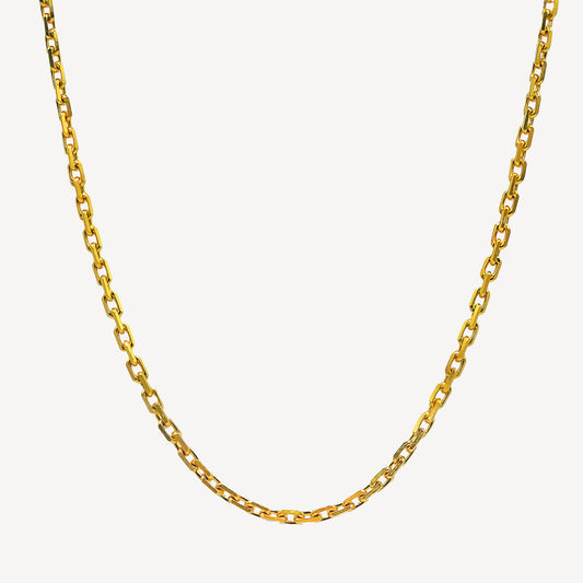 916 Gold Wanzi Chain - A gold necklace with a link chain design, displayed against a white background.
