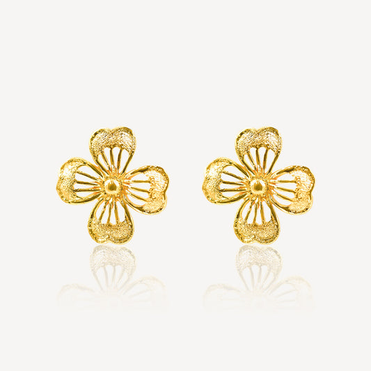 916 Gold Sparkling Flower Ear studs