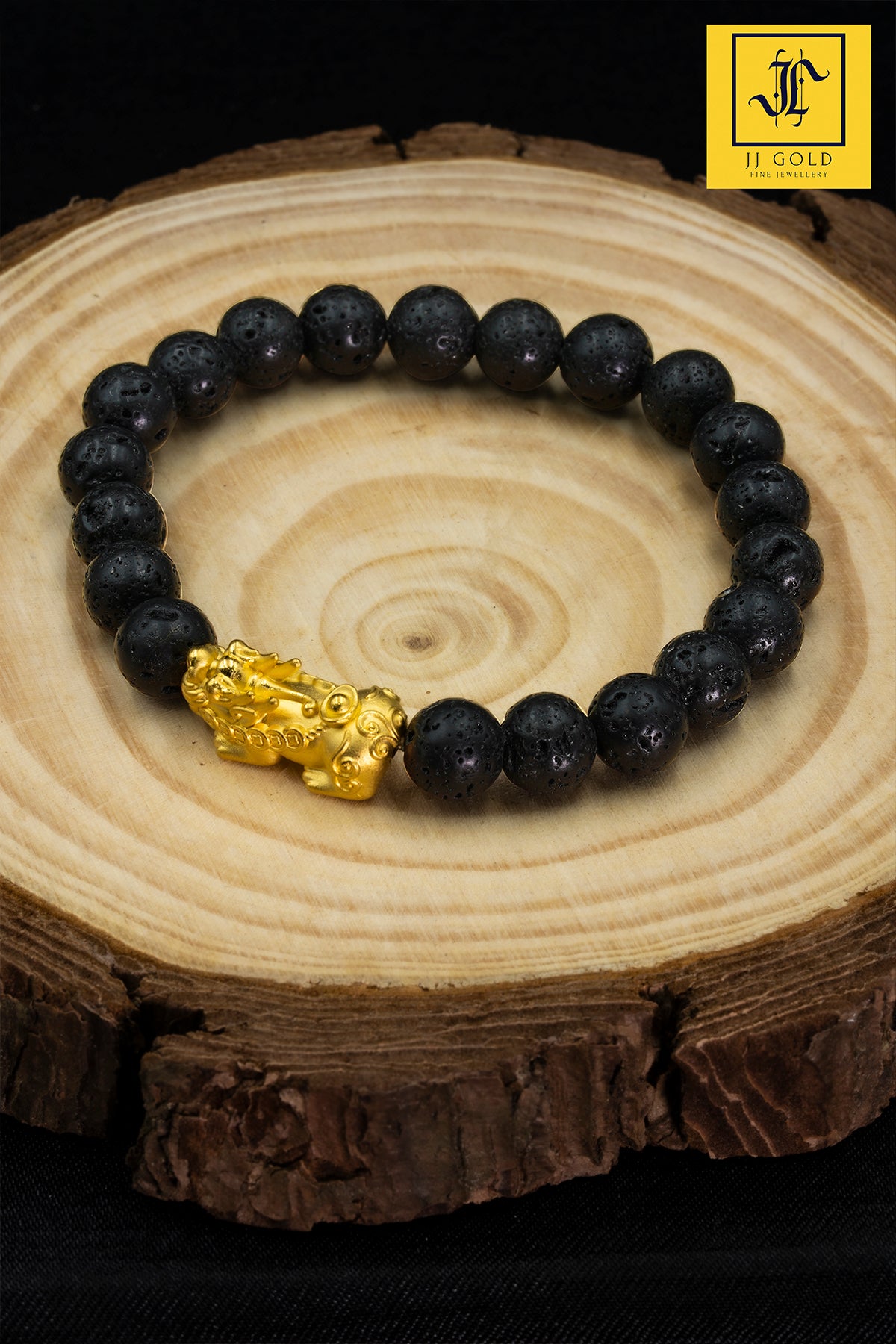 999 Gold Pixiu with Lava Stone