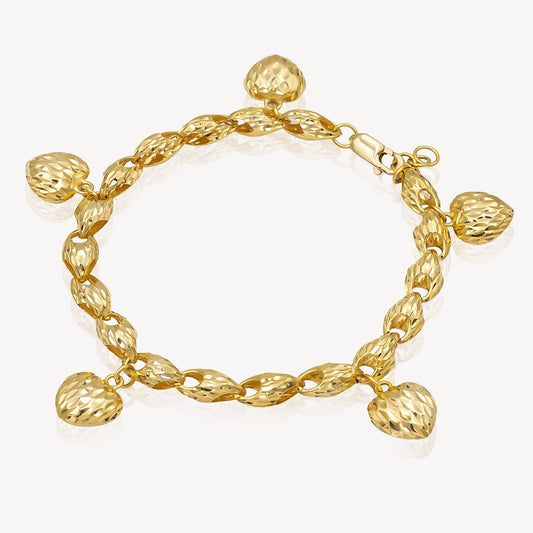 916 Gold Amarilla Bracelet (5 Hearts)