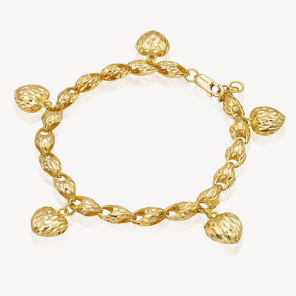 916 Gold Amarilla Bracelet (5 Hearts)