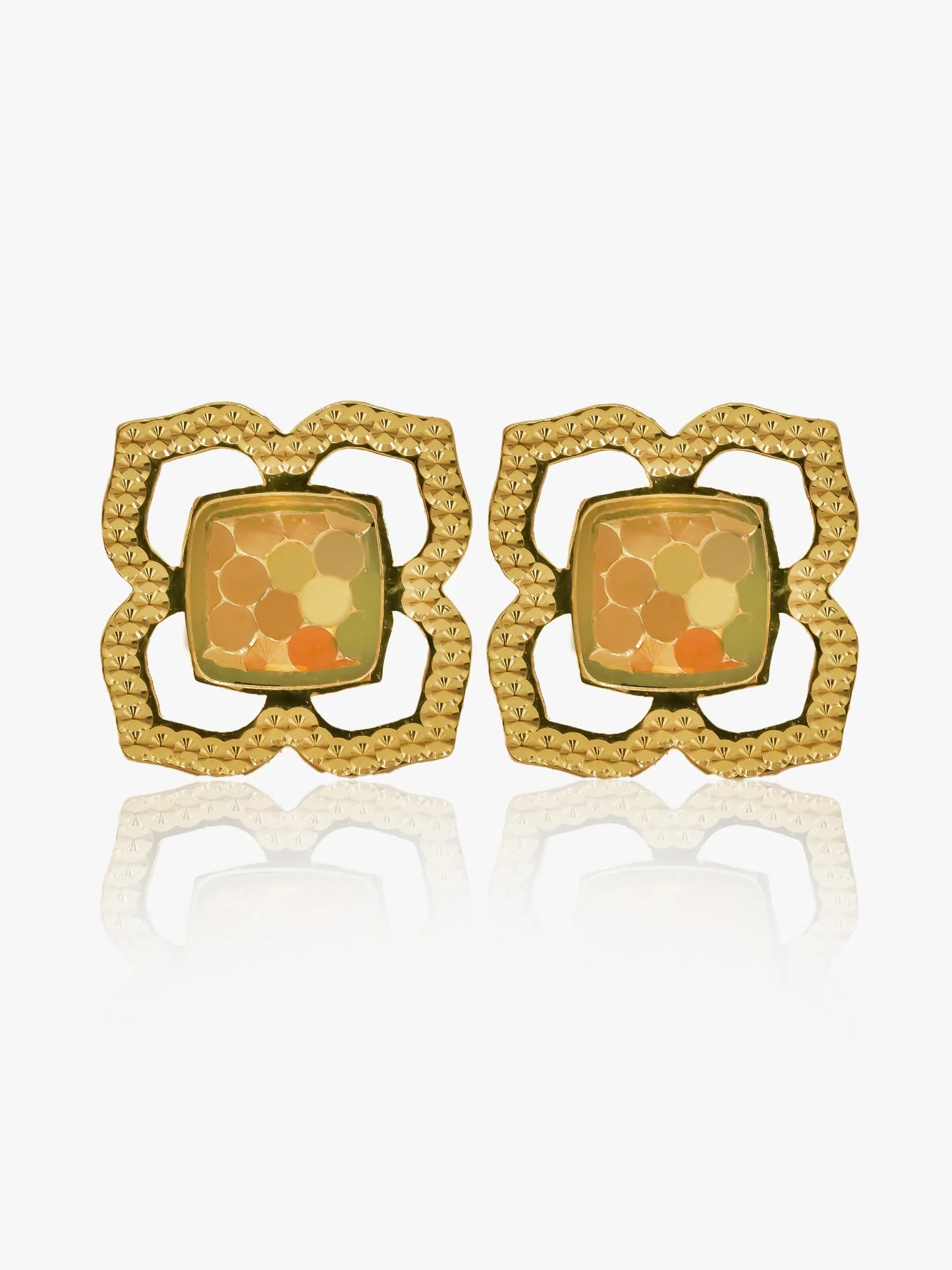 916 Gold Bright Flower Earstud