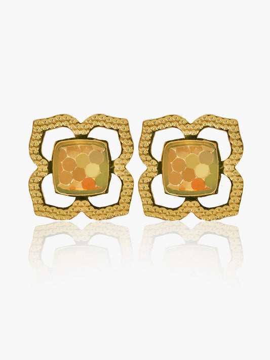 916 Gold Bright Flower Earstud