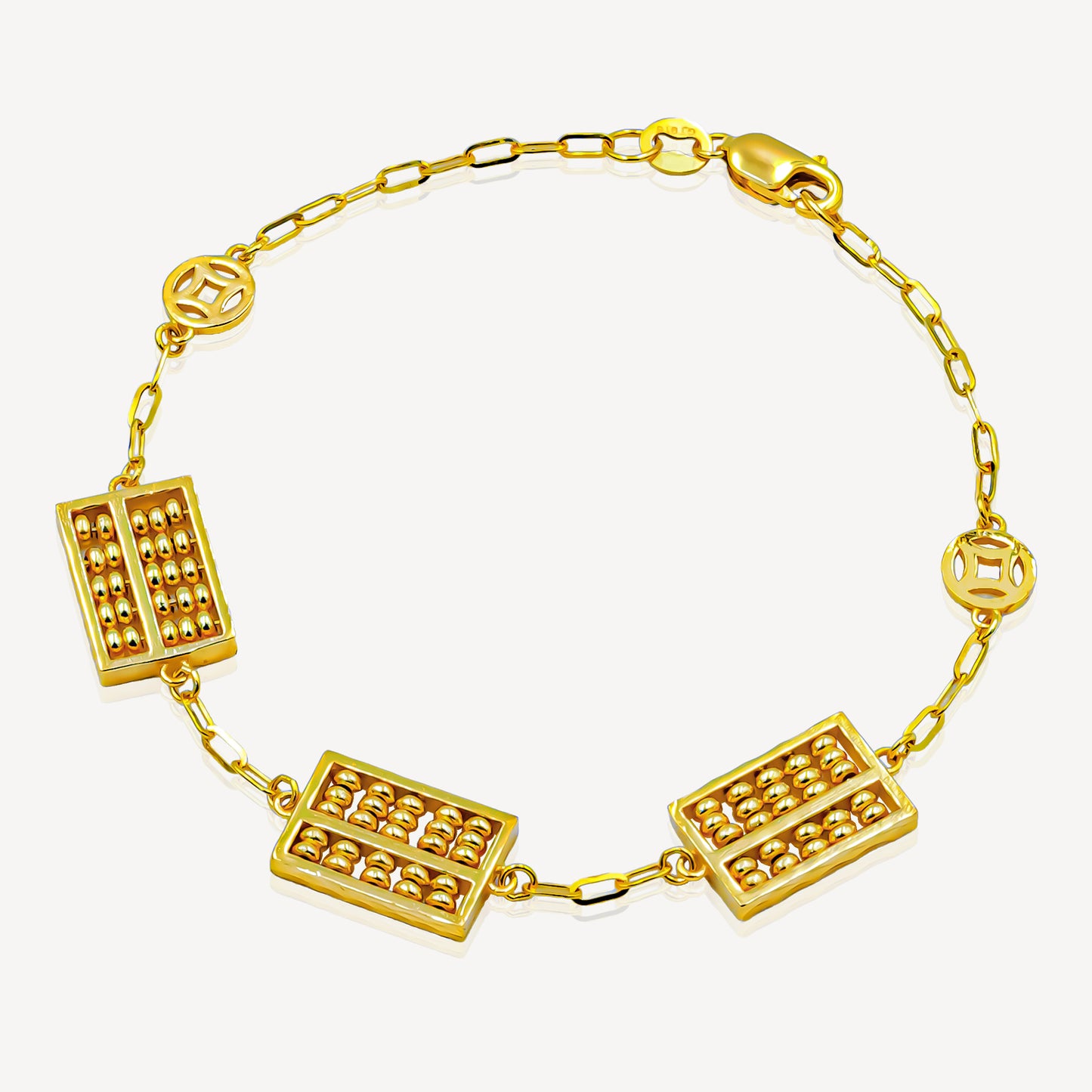 916 Gold Elegant Rectangle Abacus Bracelet