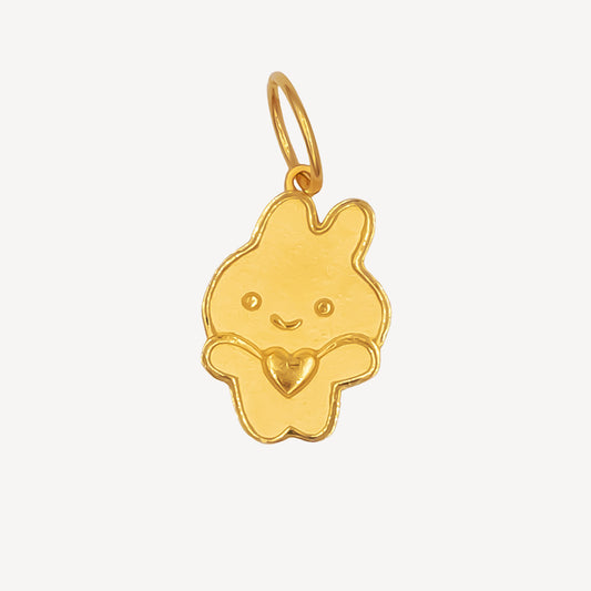 916 Gold Heart Rabbit Pendant
