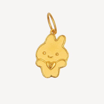 916 Gold Heart Rabbit Pendant