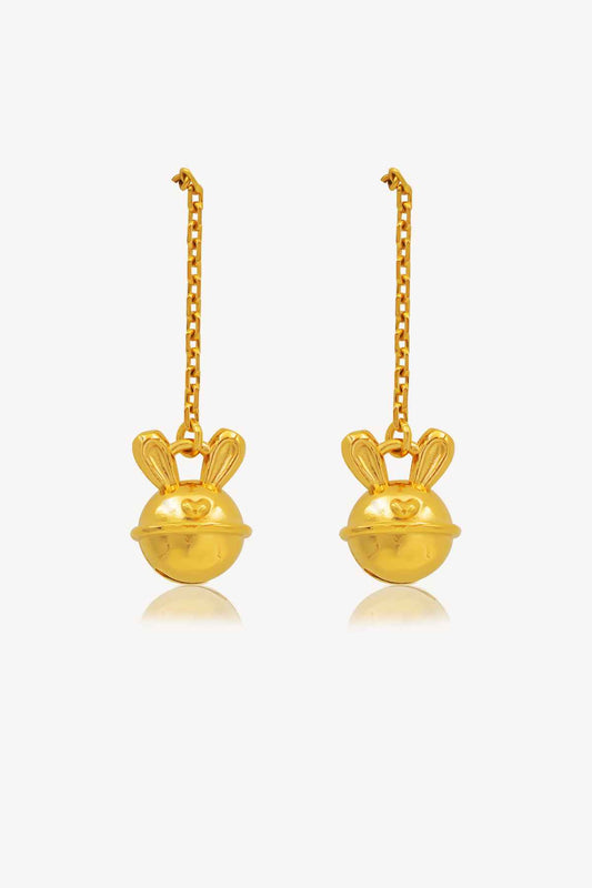 916 Gold Elegant Rabbit Dangling Earrings