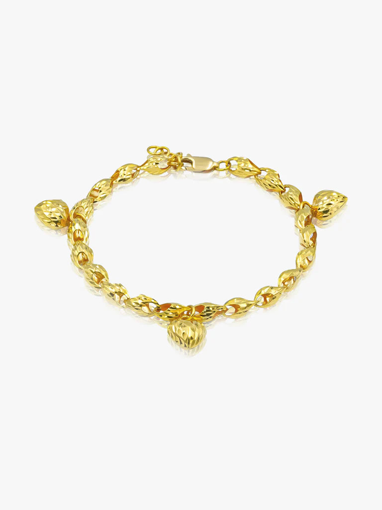 916 Gold Amarilla Bracelet (3 Hearts)