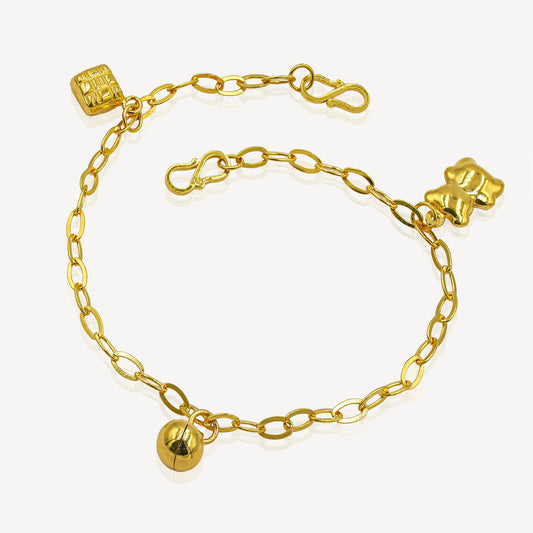 916 Gold Baby Anklet ( Ketupat Bear Bell )