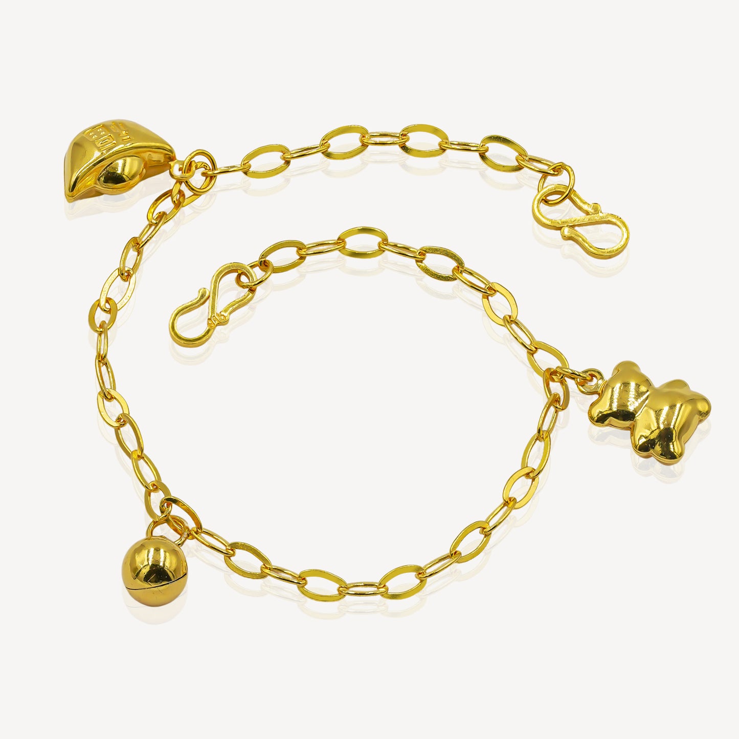 916 Gold Baby Anklet (Bell, Ingot & Bear)