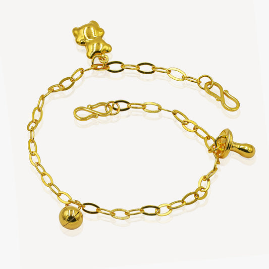 916 Gold Baby Anklet ( Bear Pacifier Bell )