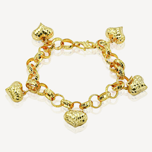916 Gold Heart Link Bracelet