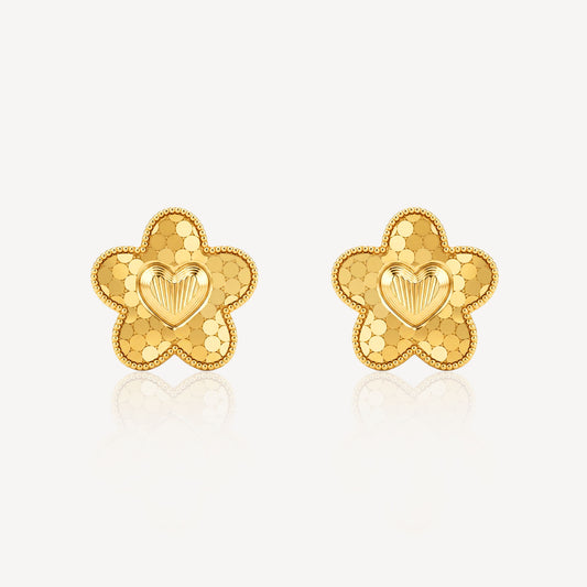 916 Gold Blossom Heart Earrings