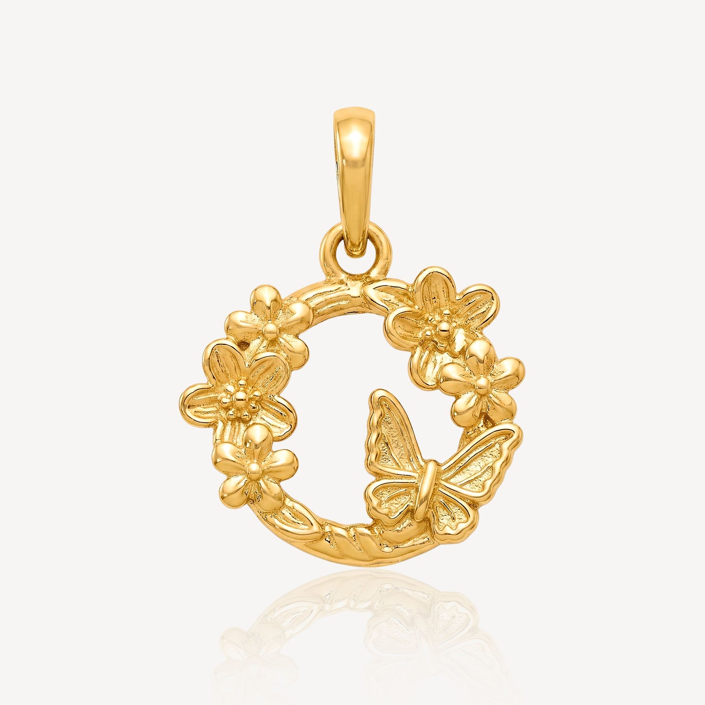 916 Gold Butterfly Floral Pendant