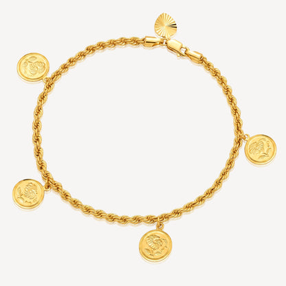 916 Gold Hollow Rope Coin Bracelet