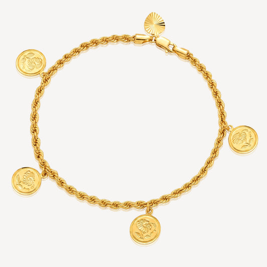916 Gold Hollow Rope Coin Bracelet