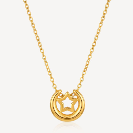 916 Gold Crescent Moon Necklace