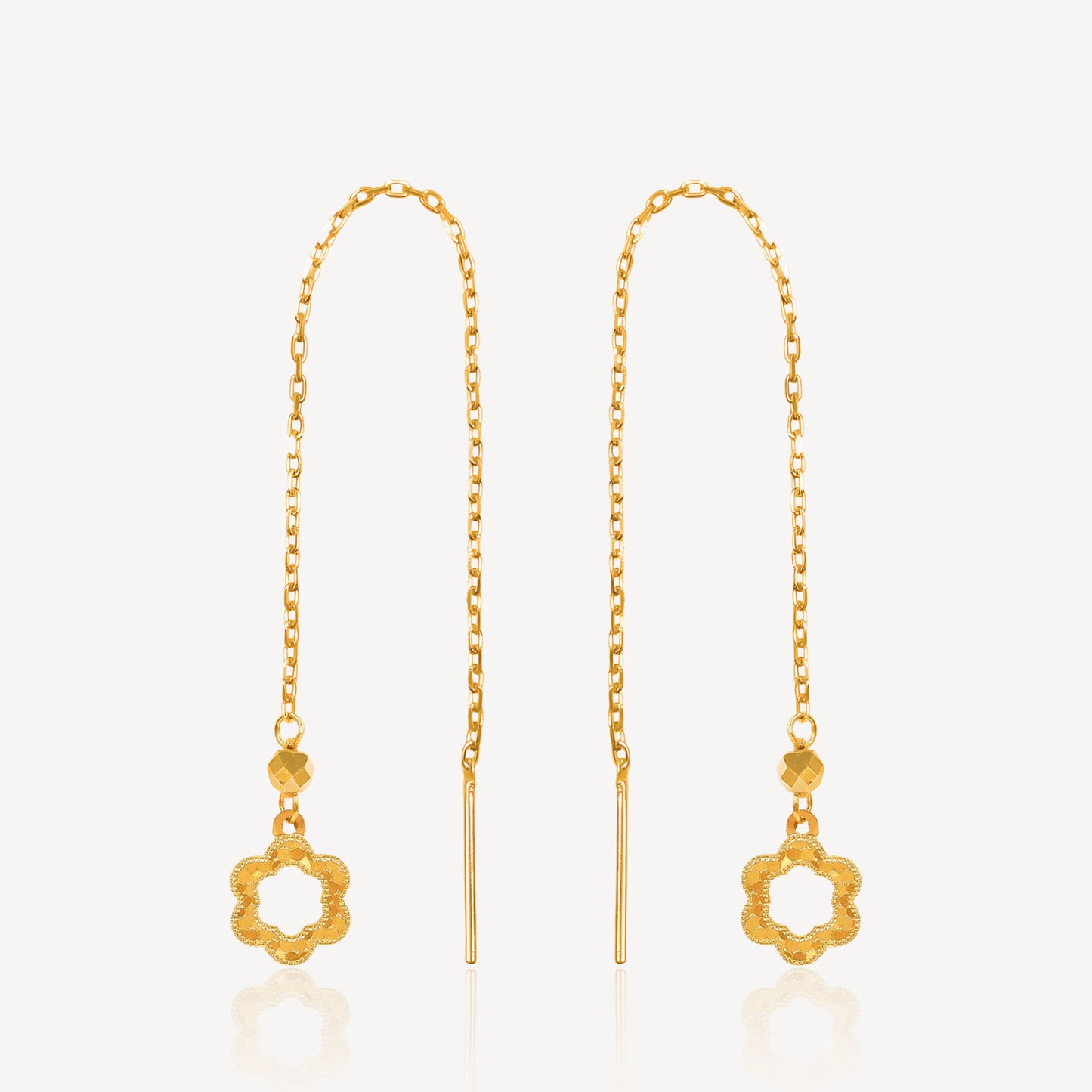916 Gold Dangling Flower Earring