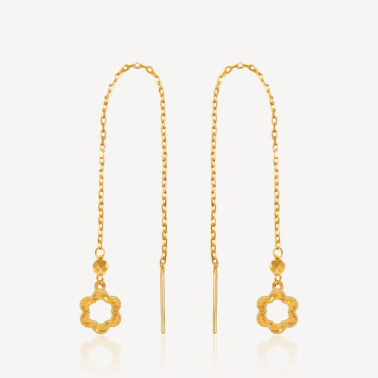 916 Gold Dangling Flower Earring