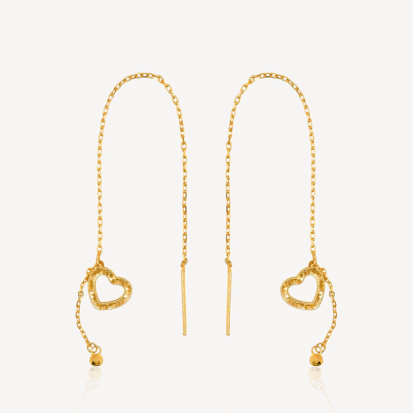 916 Gold Dangling Heart Earring