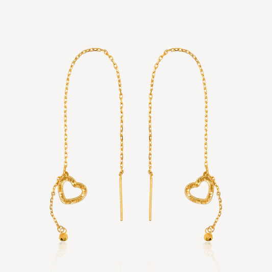 916 Gold Dangling Heart Earring