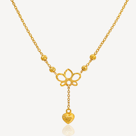 916 Gold Dangling Heart Necklace