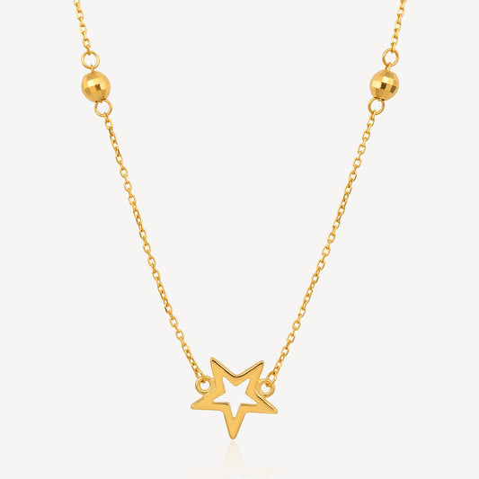 916 Gold Disco Star Necklace