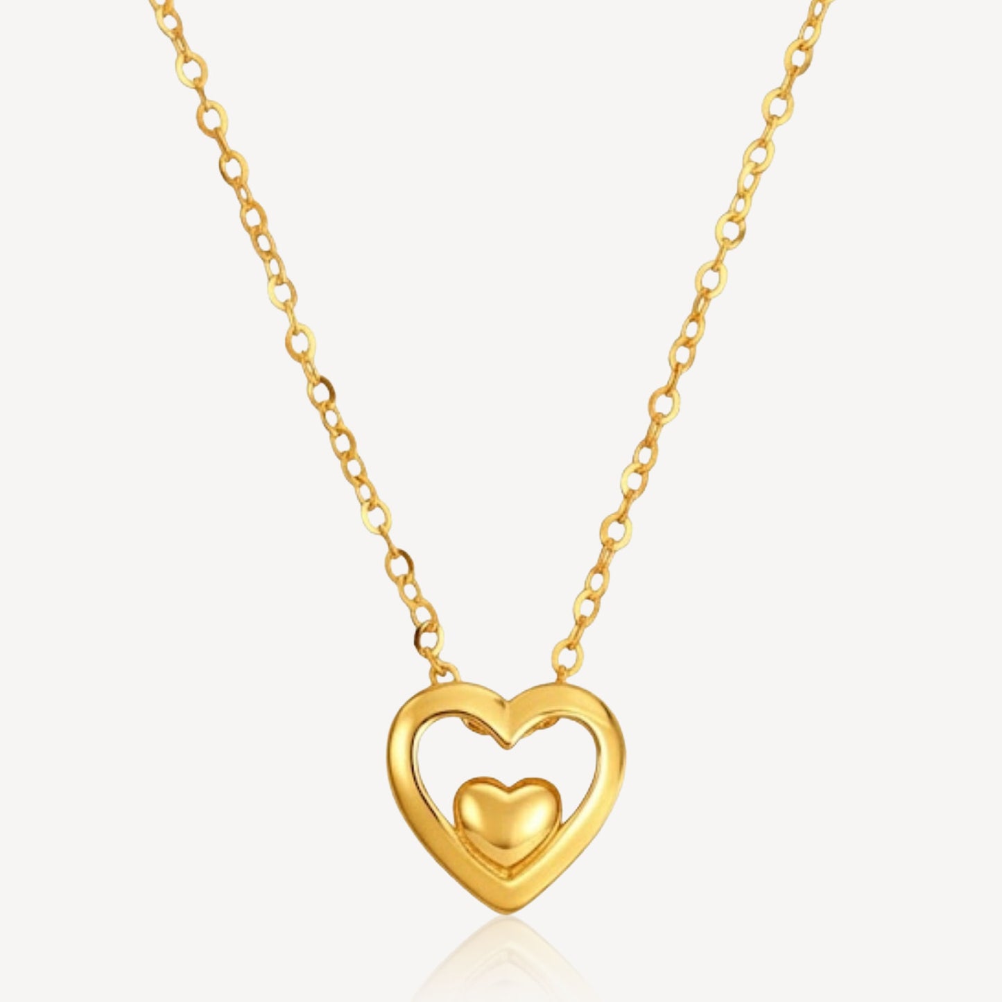916 Gold Dual Heart Necklace
